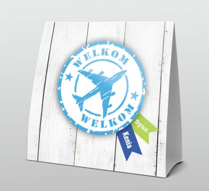 Tentkaart "Stempel vliegtuig blauw" Tentkaart "Stempel vliegtuig blauw"
