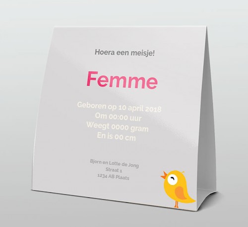 Tentkaart "Foto & Geel vogeltje" Tentkaart "Foto & Geel vogeltje"