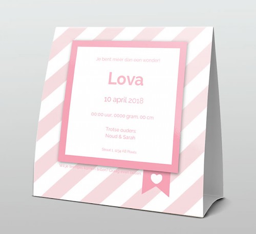 Tentkaart "Foto & Roze strepen" Tentkaart "Foto & Roze strepen"