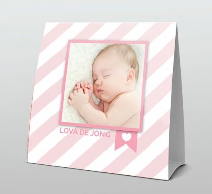 Tentkaart "Foto & Roze strepen"