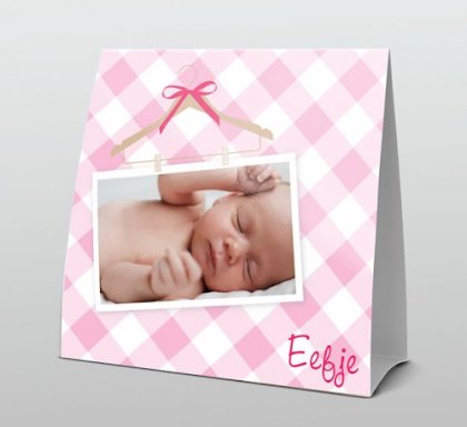 Tentkaart "Foto & Roze ruitjes"