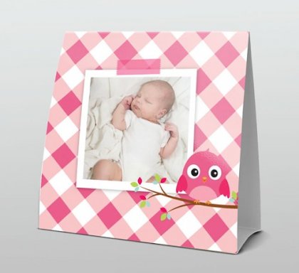 Tentkaart "Foto & Roze vogel op takje"