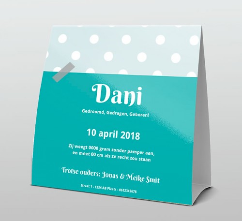 Tentkaart "Foto & Stipjes blauw" Tentkaart "Foto & Stipjes blauw"