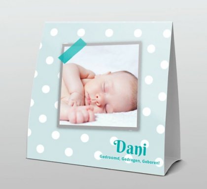 Tentkaart "Foto & Stipjes blauw"