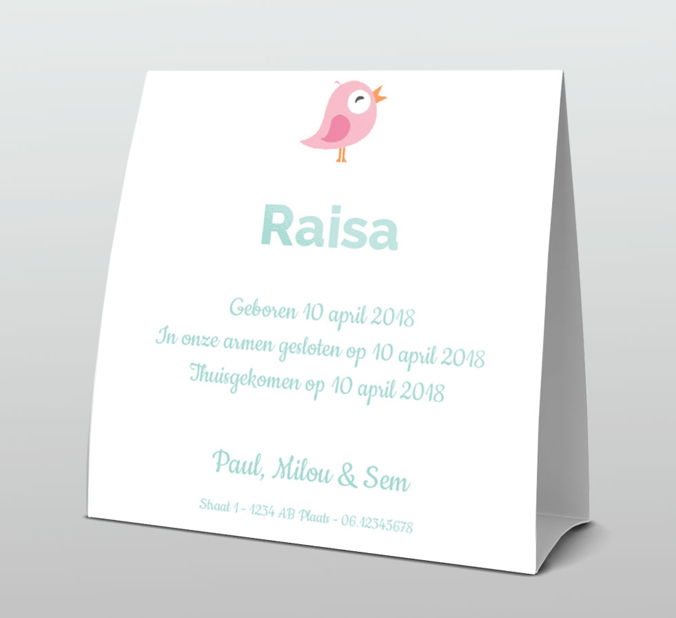 Tentkaart "Driehoekjes en vogel" Tentkaart "Driehoekjes en vogel"