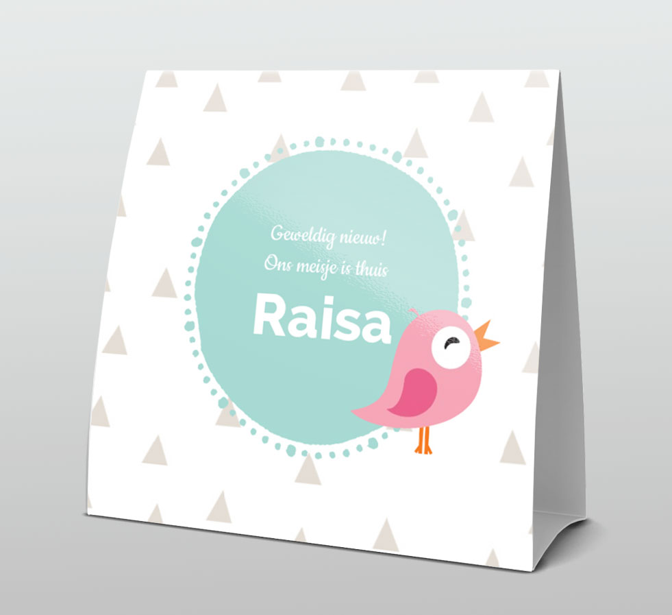 Tentkaart "Driehoekjes en vogel" Tentkaart "Driehoekjes en vogel"