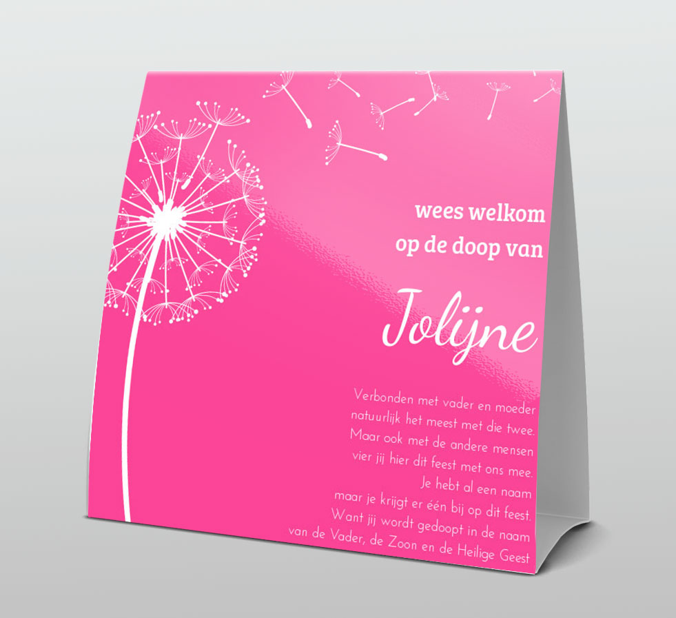 Tentkaart "Paardenbloem roze" Tentkaart "Paardenbloem roze"