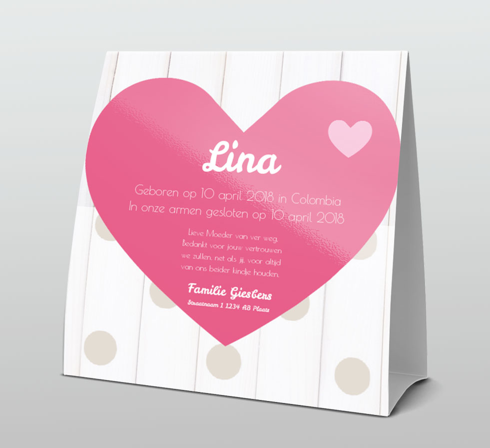 Tentkaart "Roze hart" Tentkaart "Roze hart"