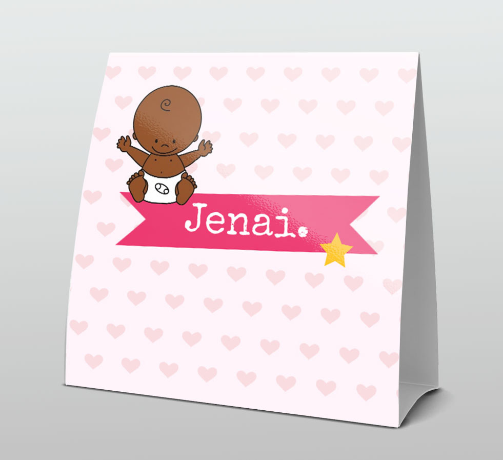 Tentkaart "Baby hartjes roze" Tentkaart "Baby hartjes roze"