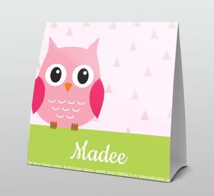 Tentkaart "Uiltje roze"