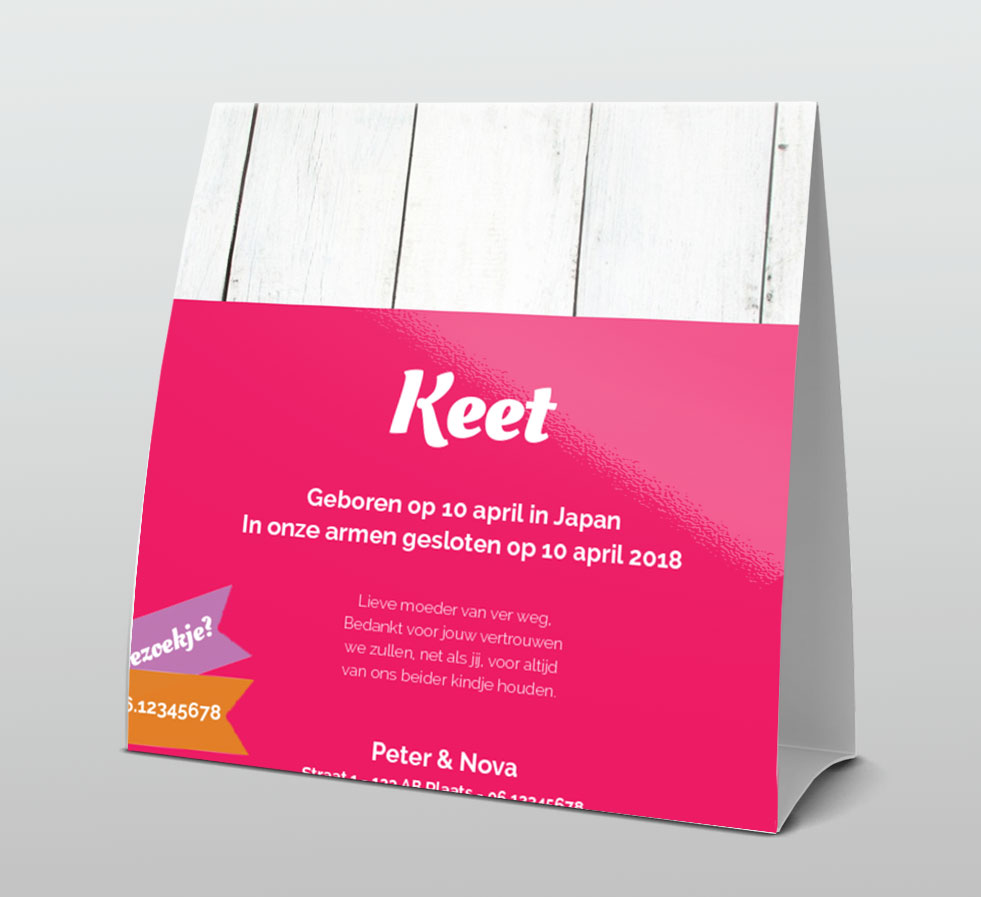 Tentkaart "Stempel vliegtuig roze" Tentkaart "Stempel vliegtuig roze"