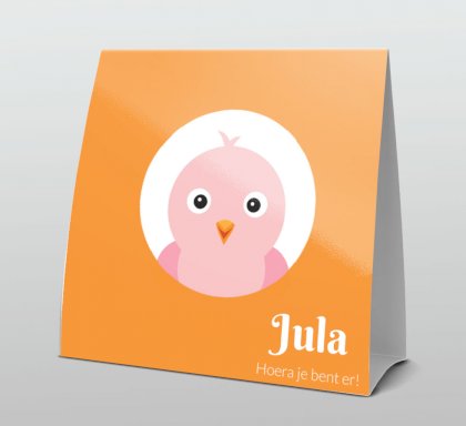 Tentkaart "Vogeltje roze"