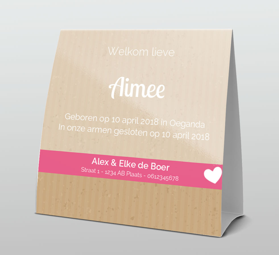 Tentkaart "Wolkje met roze hartje" Tentkaart "Wolkje met roze hartje"