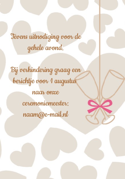 Inlegkaartje "Hartjes & Champagne glazen" Inlegkaartje "Hartjes & Champagne glazen"