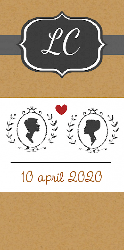 Trouwkaart "Silhouetten bruin - staand formaat"