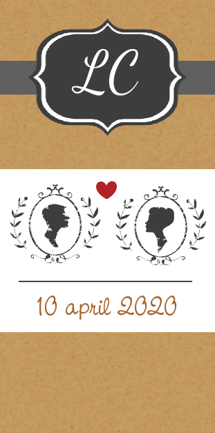 Trouwkaart "Silhouetten bruin - staand formaat" Trouwkaart "Silhouetten bruin - staand formaat"