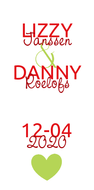 Gevouwen trouwkaart "groen hartje - staand formaat" Gevouwen trouwkaart "groen hartje - staand formaat"