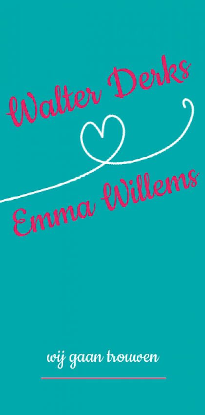 Trouwkaart "Blauw - staand formaat"