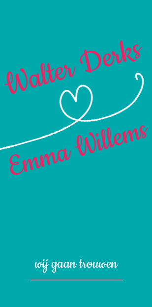 Trouwkaart "Blauw - staand formaat" Trouwkaart "Blauw - staand formaat"