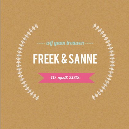 Gevouwen trouwkaart "Bruin & wij gaan trouwen"