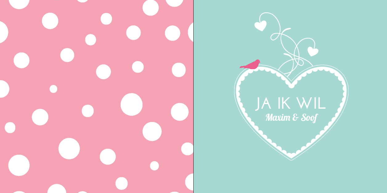 Gevouwen trouwkaart "Blauw & Wit hart" Gevouwen trouwkaart "Blauw & Wit hart"