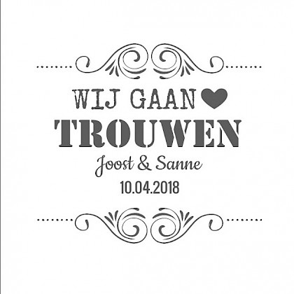 Gevouwen trouwkaart "Black & white"