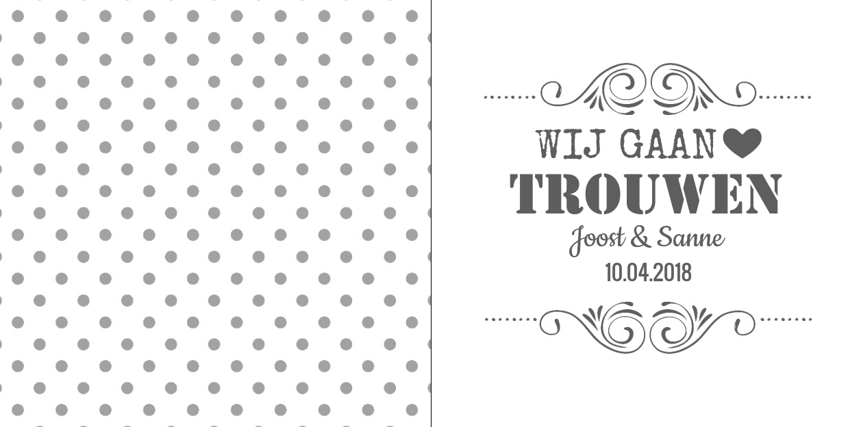 Gevouwen trouwkaart "Black & white" Gevouwen trouwkaart "Black & white"