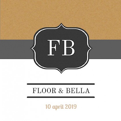 Gevouwen trouwkaart "Bruine strepen"