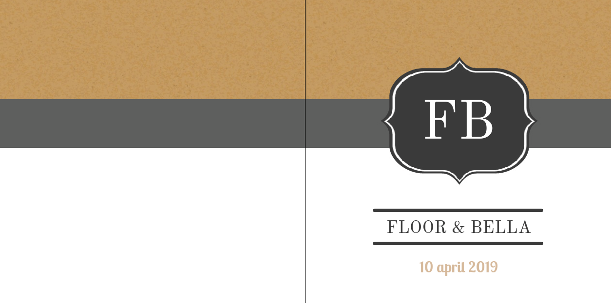 Gevouwen trouwkaart "Bruine strepen" Gevouwen trouwkaart "Bruine strepen"