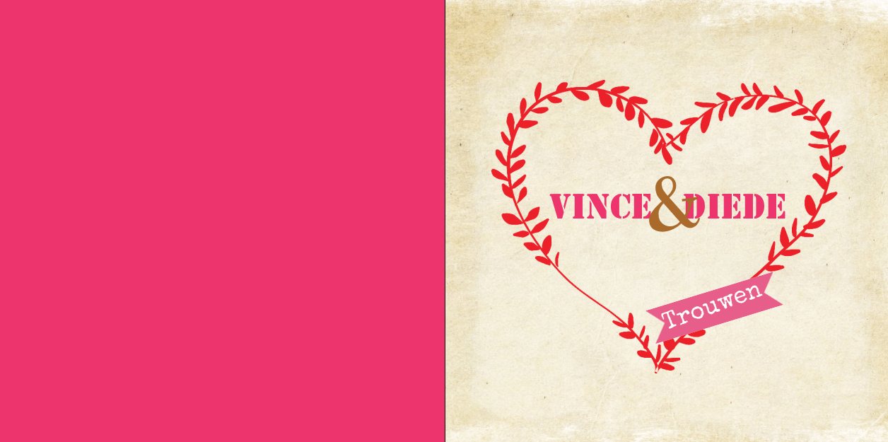 Gevouwen trouwkaart "Mistletoe hart rood" Gevouwen trouwkaart "Mistletoe hart rood"