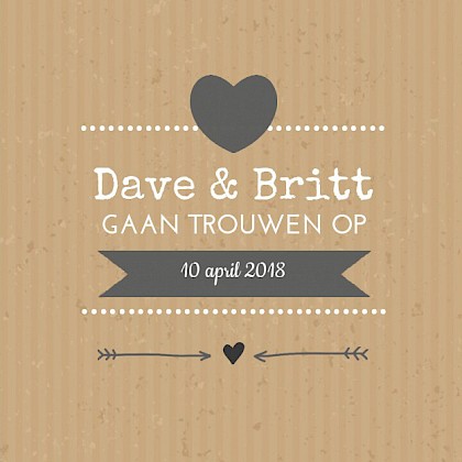 Gevouwen trouwkaart "Stipjes & Kraft" Gevouwen trouwkaart "Stipjes & Kraft"