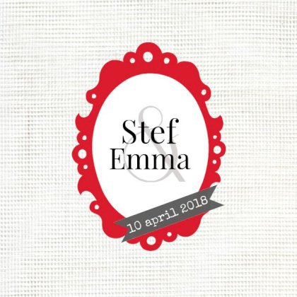 Gevouwen trouwkaart "Barok rood ovaal" Gevouwen trouwkaart "Barok rood ovaal"