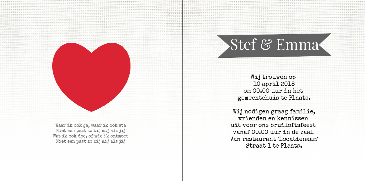 Gevouwen trouwkaart "Barok rood ovaal" Gevouwen trouwkaart "Barok rood ovaal"