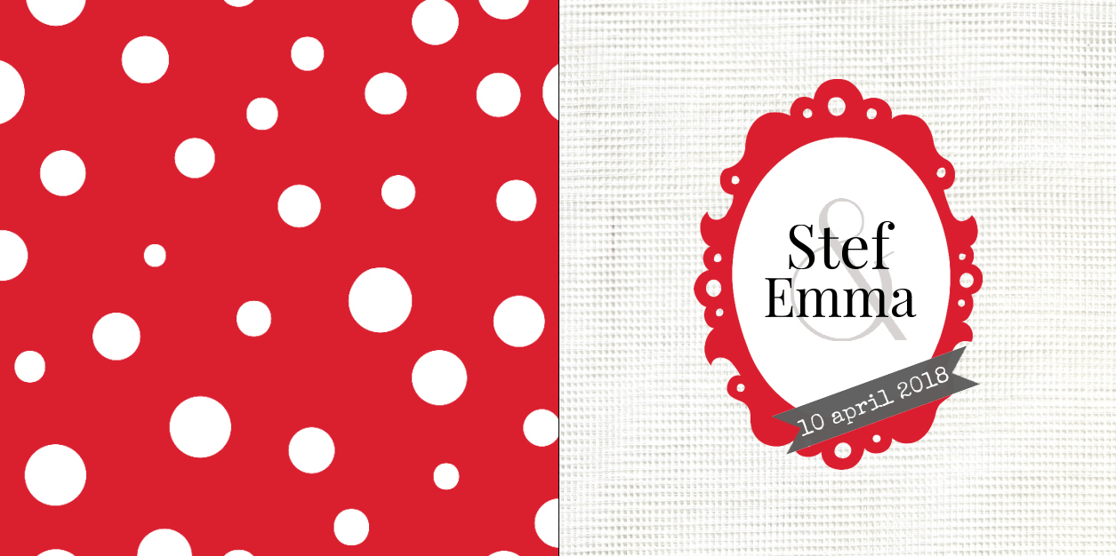 Gevouwen trouwkaart "Barok rood ovaal" Gevouwen trouwkaart "Barok rood ovaal"