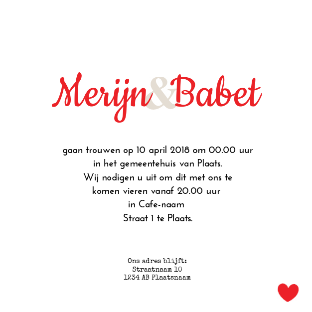 Trouwkaart "Wij gaan trouwen" Trouwkaart "Wij gaan trouwen"