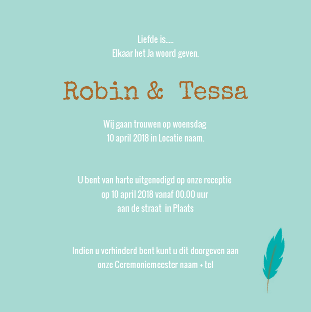 Gevouwen trouwkaart "Blauw rondje" Gevouwen trouwkaart "Blauw rondje"