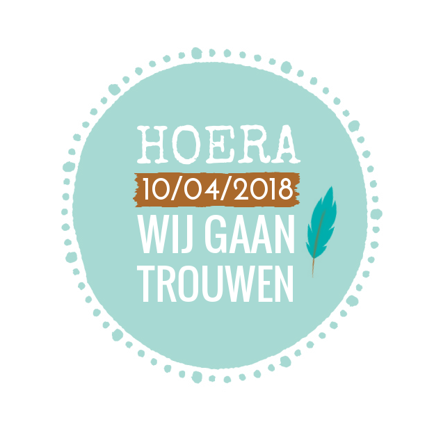 Gevouwen trouwkaart "Blauw rondje" Gevouwen trouwkaart "Blauw rondje"