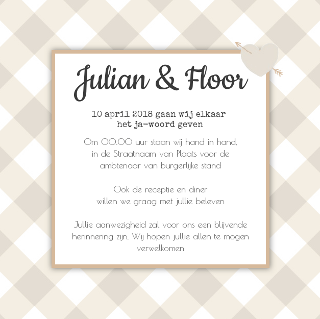 Trouwkaart "Krijtbord & hartje" Trouwkaart "Krijtbord & hartje"