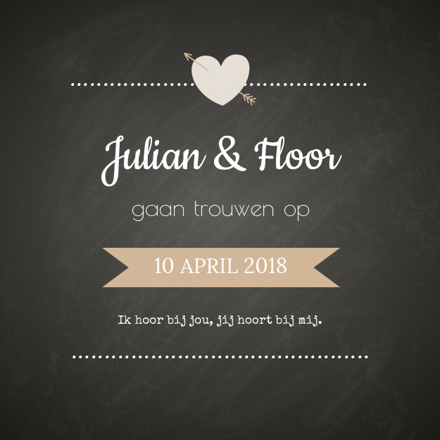 Trouwkaart "Krijtbord & hartje" Trouwkaart "Krijtbord & hartje"
