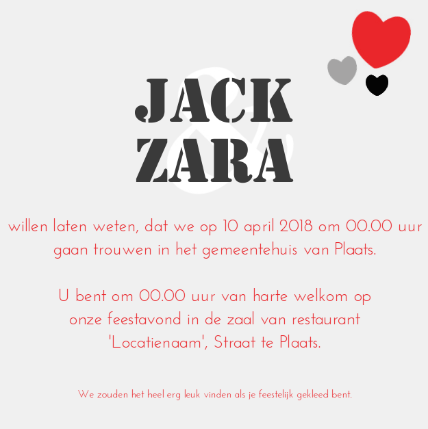 Trouwkaart " Kant & hartjes" Trouwkaart " Kant & hartjes"