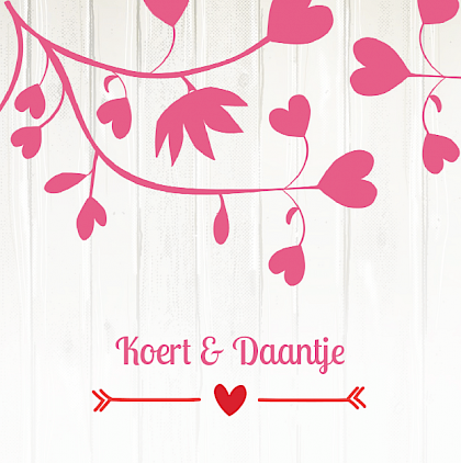 Trouwkaart "Hartjes boom"