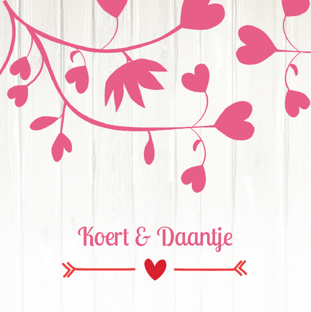 Trouwkaart "Hartjes boom" Trouwkaart "Hartjes boom"