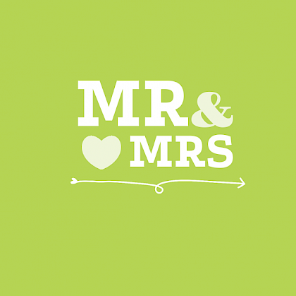 Trouwkaart "Mr & Mrs groen"