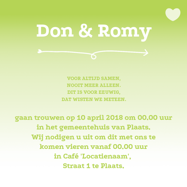 Trouwkaart "Mr & Mrs groen" Trouwkaart "Mr & Mrs groen"