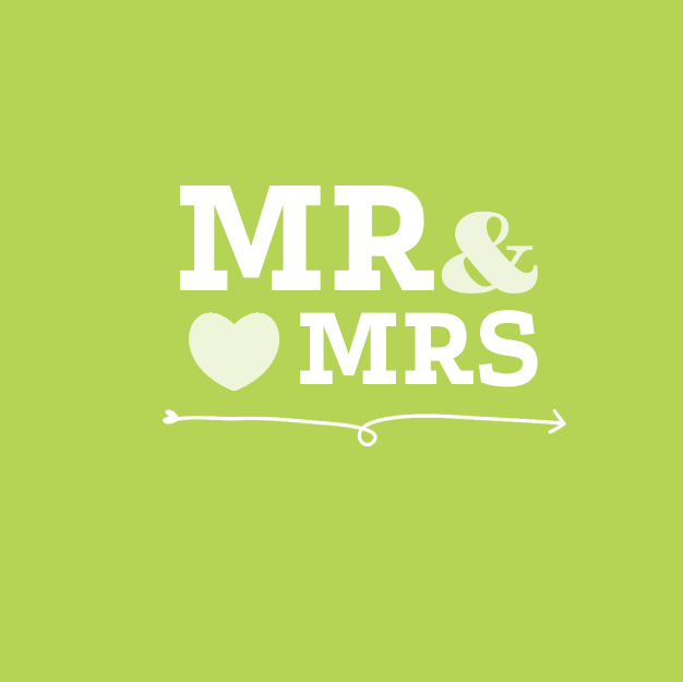 Trouwkaart "Mr & Mrs groen" Trouwkaart "Mr & Mrs groen"