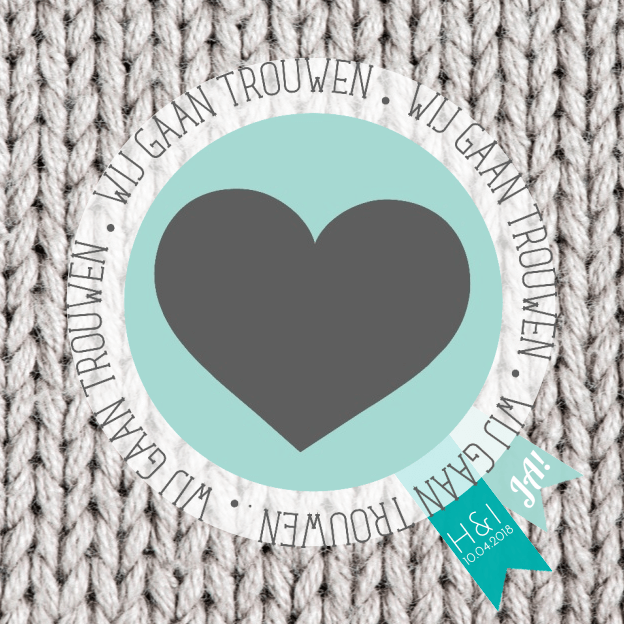 Trouwkaart "Grijs hart & Breiwerk" Trouwkaart "Grijs hart & Breiwerk"