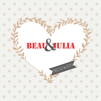 Trouwkaart 'Mistletoe hart"