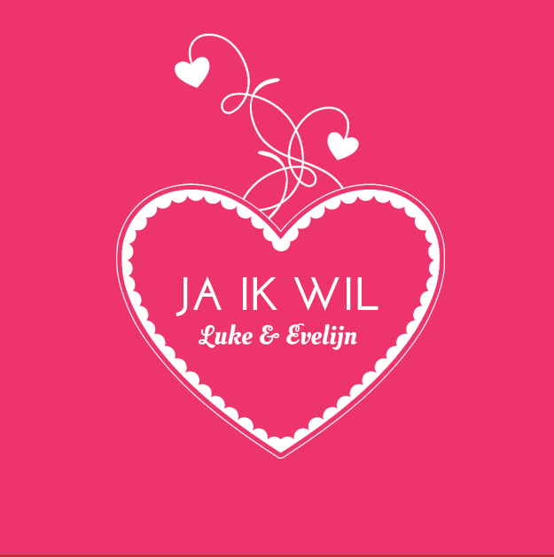 Trouwkaart "Roze & wit hart" Trouwkaart "Roze & wit hart"