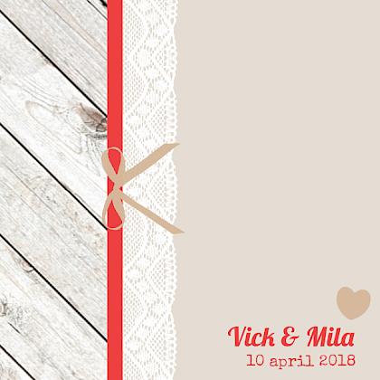 Trouwkaart "Hout & kant"