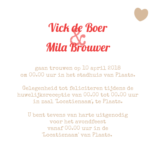 Trouwkaart "Hout & kant" Trouwkaart "Hout & kant"